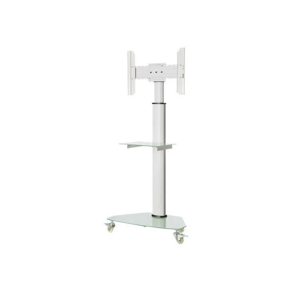 Tripp Lite by Eaton Premier Rolling TV Cart for 37" to 70" Displays, Frosted Glass Base and Shelf, Locking Casters, White