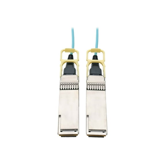 Eaton Tripp Lite Series QSFP28 to QSFP28 Active Optical Cable - 100GbE, AOC, M/M, Aqua, 5M (16.4 ft.) - 100GBase-AOC direct attach cable - QSFP28 (M) to QSFP28 (M) - 5 m - fiber optic - 50 / 125 micron - OM3 - plenum, active - aqua
