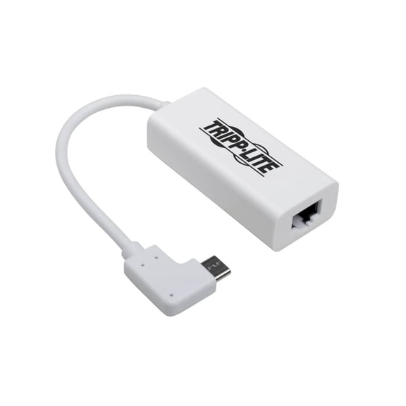 Eaton Tripp Lite Series USB-C to Gigabit Network Adapter with Right Angle USB-C, Thunderbolt 3 Compatibility - White - Thunderbolt 3 - 1 Port(s) - 1 - Twisted Pair