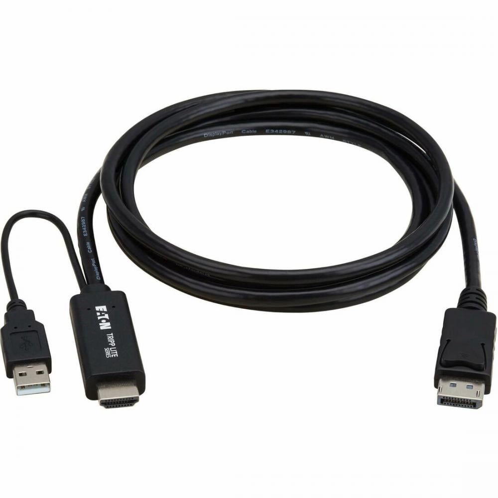 Tripp Lite series HDMI to DisplayPort Active Adapter Cable (M/M) - 4K 60 Hz, USB Power, Black, 2 m - 6.56 ft DisplayPort/HDMI/USB A/V Cable for Audio/Video Device, Monitor, HDTV, Projector, Blu-ray...
