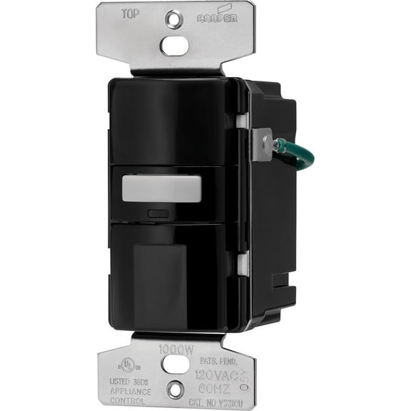 Eaton VS310U-BK-K Motion-Activated Vacancy Sensor Wall Switch, Black