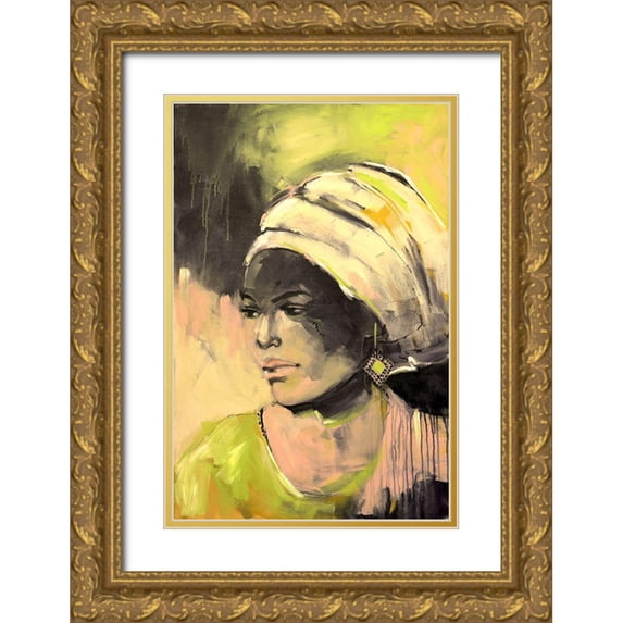 Eaton, Winnie 11x14 Gold Ornate Wood Framed with Double Matting Museum Art Print Titled - Lady in Green