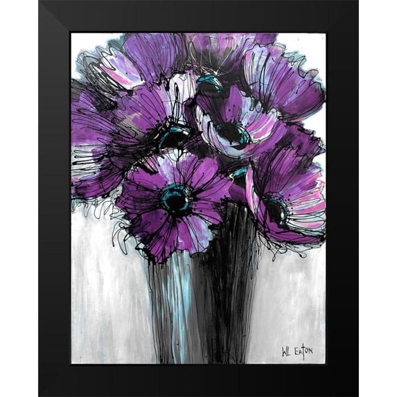 Eaton, Winnie 15x18 Black Modern Framed Museum Art Print Titled - Purple Poppies