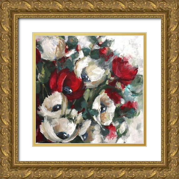 Eaton, Winnie 20x20 Gold Ornate Wood Framed with Double Matting Museum Art Print Titled - White And Red II
