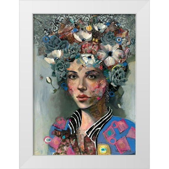 Eaton, Winnie 24x32 White Modern Wood Framed Museum Art Print Titled - Girl with Succulents