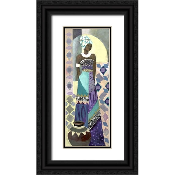 Eaton, Winnie 8x14 Black Ornate Wood Framed with Double Matting Museum Art Print Titled - Purple Lady II