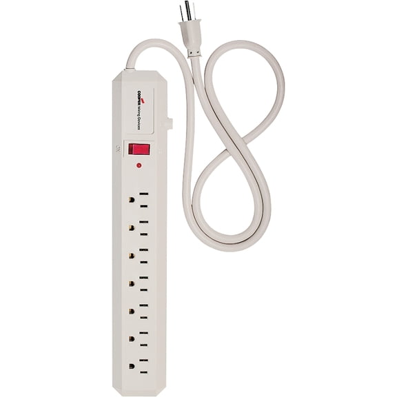 Eaton Wiring Devices 1176V Surge Protection Power Strip 15 A 7-Outlet 70 J Ivory