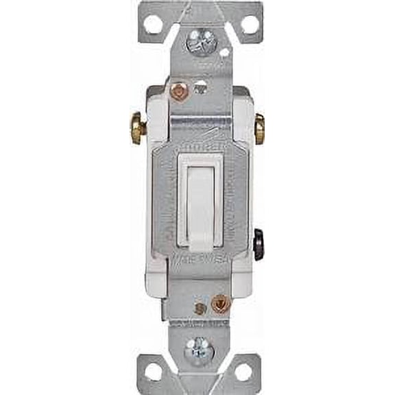 Eaton Wiring Devices 1303W Toggle Switch, 120 V, Wall Mounting, Polycarbonate, White