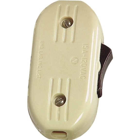 Cooper BP933V Ivory Heavy Duty Inline Feed-Through Cord Switch