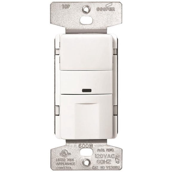 Eaton Wiring Devices OS306U-W-K Motion Sensor Switch, 120 V, 1 -Pole, Motion Sensor, 180 deg Sensing, White