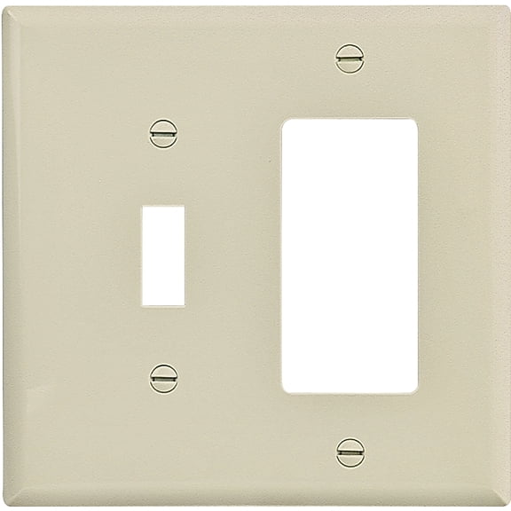 Eaton Wiring Devices PJ126V-SP-L Combination, Mid-Size Wallplate, 2-Gang, Polycarbonate, Ivory