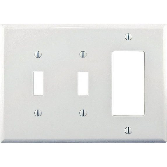 Eaton Wiring Devices PJ226W Combination Wallplate, 4-7/8 in L, 6-3/4 in W, 3 -Gang, Polycarbonate, White