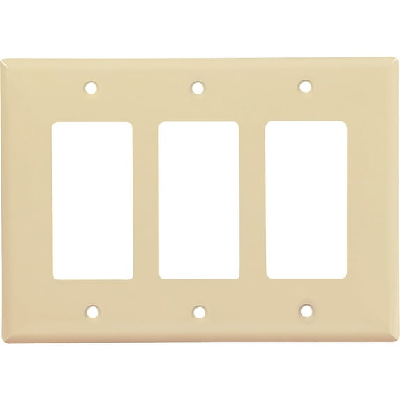 Cooper PJ263V Ivory Unbreakable Mid-Size Three Gang Decorator Wall Plate
