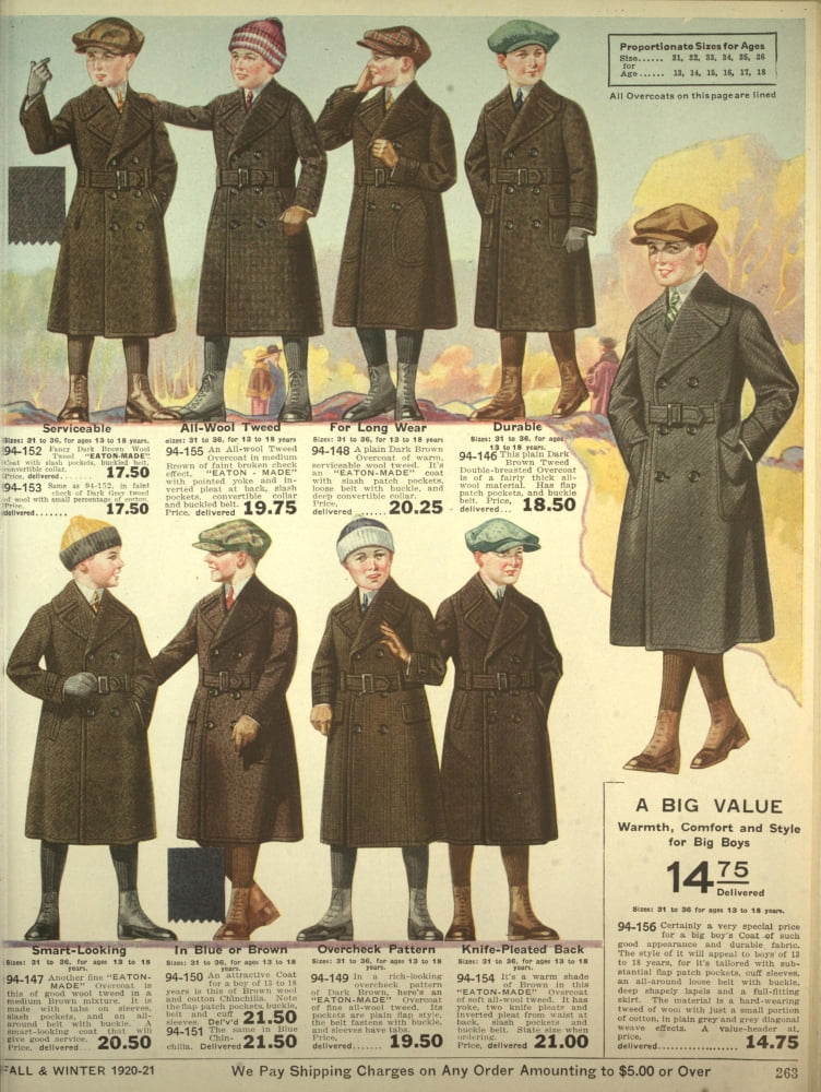 Eatons Fall Catalogue 1920-21 Boys coats 2 Canvas Art - Unknown (18 x 24)