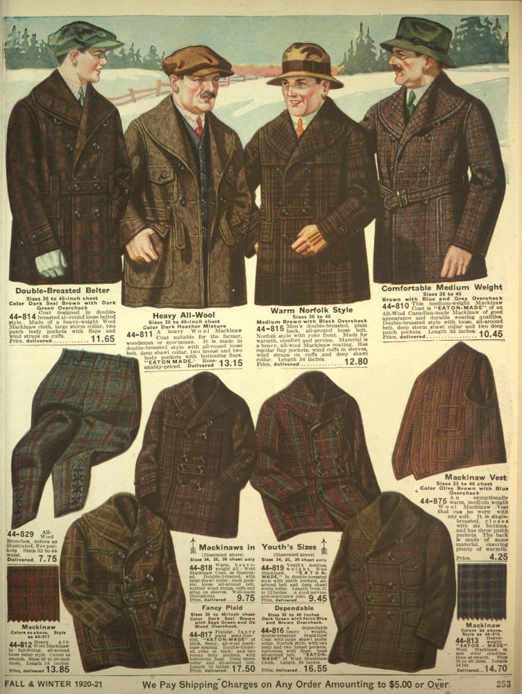 Eatons Fall Catalogue 1920-21 Mens jackets Canvas Art - Unknown (18 x 24)