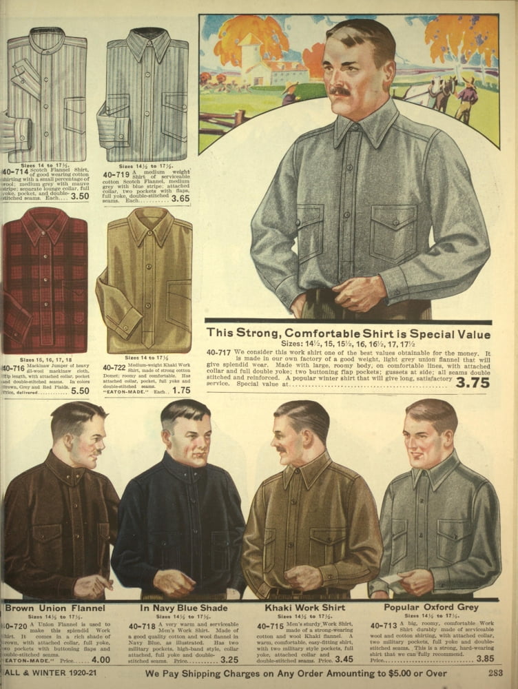 Eatons Fall Catalogue 1920-21 Mens shirts Canvas Art - Unknown (24 x 36)