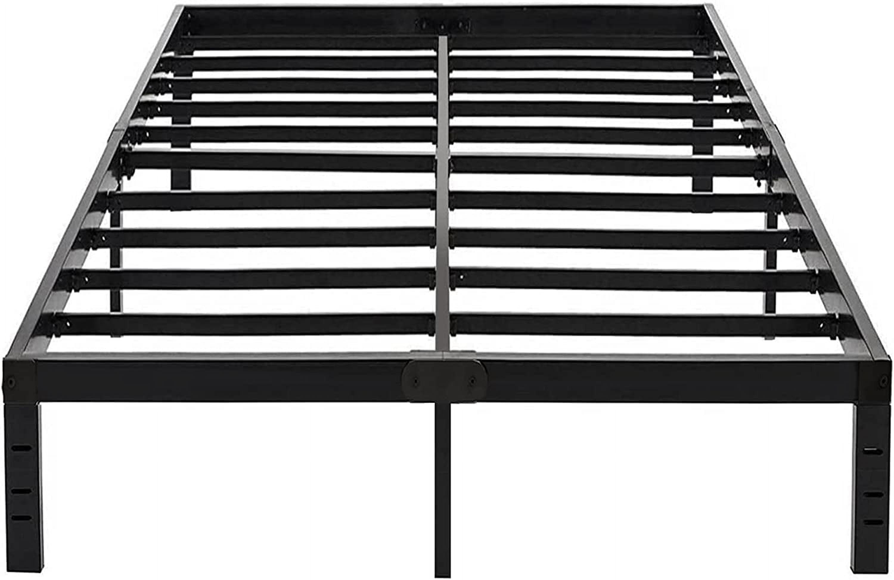 King Black Metal Platform Bed Frame with Slats