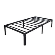 Eavesince 18in Twin Size Metal Bed Frame without Screws,No Screws Design,Easy Assembly,No Box Spring Needed,Black