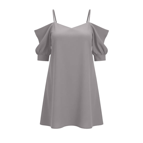 Eawtki Women's Cold Shoulder Spaghetti Strap Mini Dress with Ruffle Sleeves Casual Cocktail Dress for Wedding Guest Party