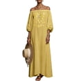 thumbnail image 1 of Eawtki Women's Off Shoulder Long Sleeve Maxi Dress Embroidered Detail Loose Fit Casual Boho Beach Dress, 1 of 5