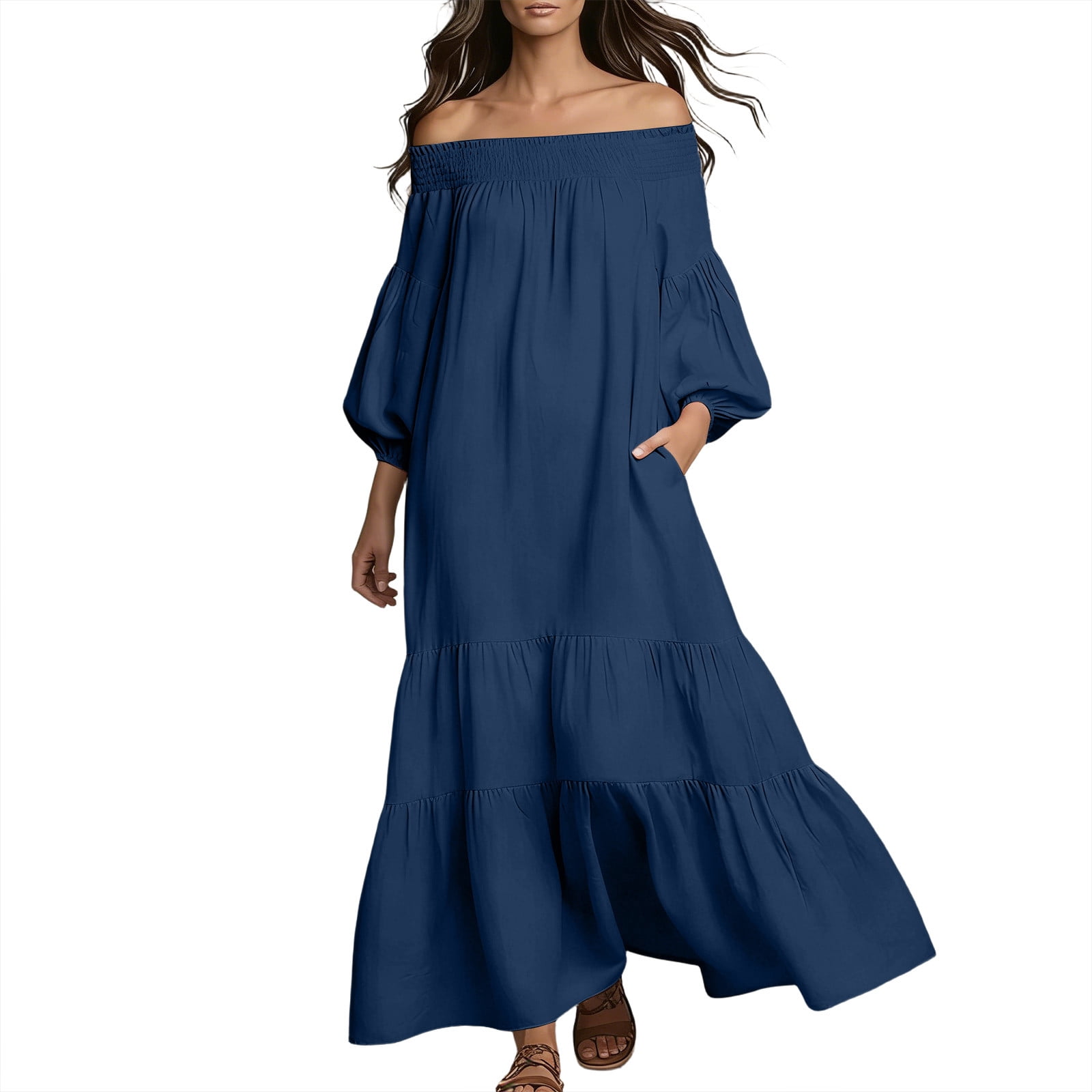 off shoulder casual maxi dress Versona