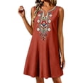 thumbnail image 1 of Eawtki Women's V Neck Sleeveless Mini Dress Floral Embroidery Loose Fit Casual Boho Summer Dress For Women, 1 of 7