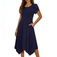 thumbnail image 1 of Eawtki Womens Casual Dress for Summer Short Sleeve Loose Flowy Beach Dress with Pockets Hankerchief Flare Midi Sundress, 1 of 4
