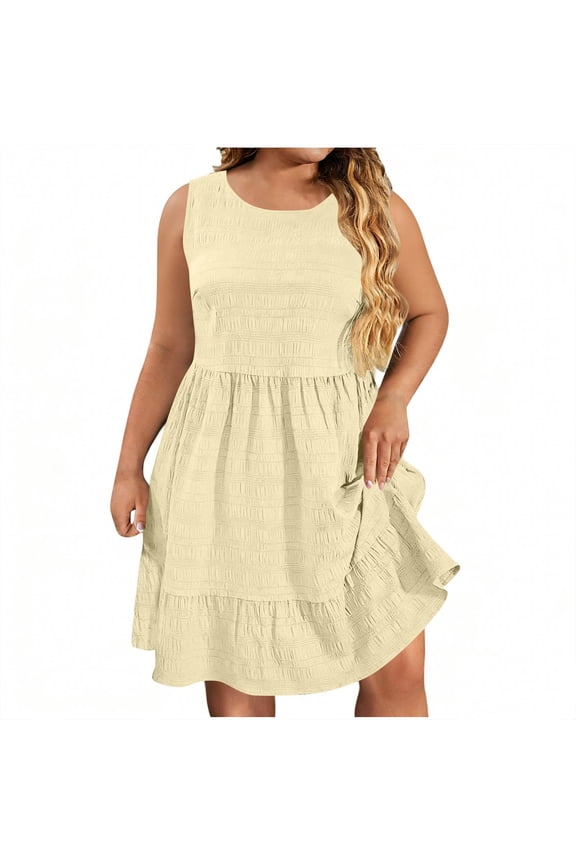 Womens Linen Blend Sleeveless V Neck Shift Dress Casual Loose Fit Summer Midi Dresses for Daily Wear Beach