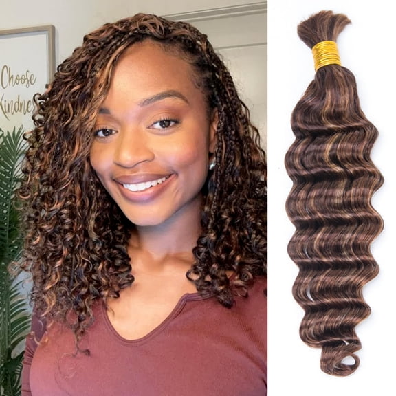 Eayon Loose Deep Wave Bulk Human Braiding Hair 4/27/30 200g 18 inch No Weft 100% Virgin Hair Extensions for Boho Braids