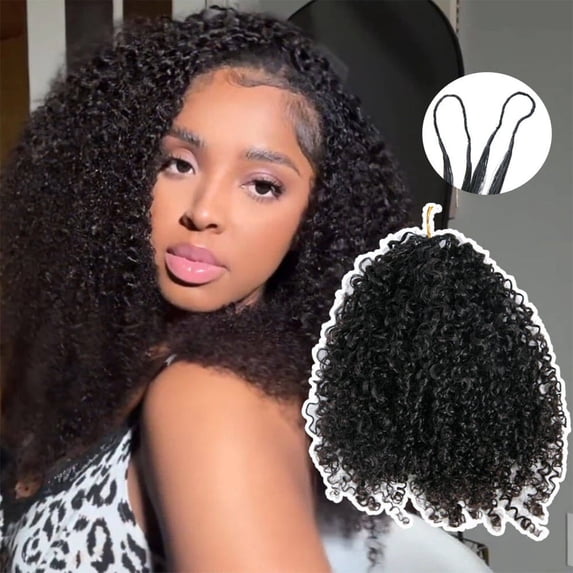 Eayon Tight Curly Crochet Human Hair Extensions Pre-Seperated Knotless Multi-Textured Kinky Curly Feather Line Human Crochet Hair Natural Color 20 inch 100 Strands/120g