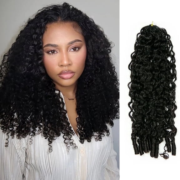 Eayon Water Curly 100% Crochet Human Hair Extensions 18 inch 50 Strands 60g Burmese Curly Pre-Separated Feather Line Human Crochet Hair Natural Color