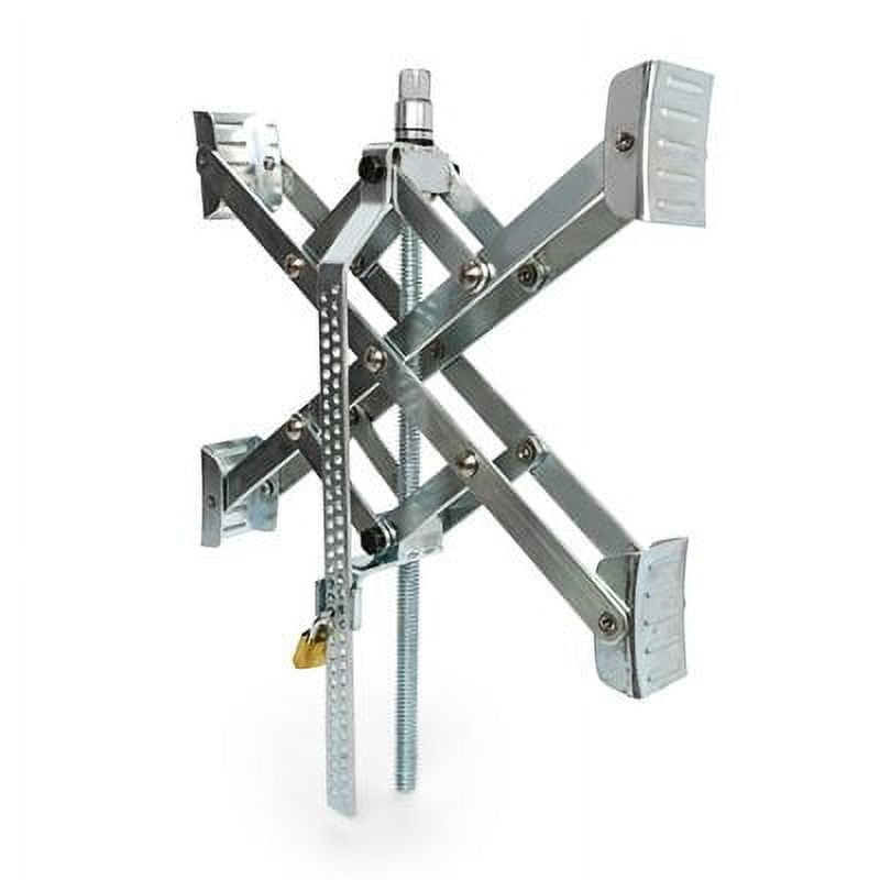 Eaz-Lift 18' Wheel Stop With Lock & Wrench – Fits Tire Spacing 9-18", Zinc Plated, Raised Ribs For Traction | RV Trailer Tire Chock Security Lock