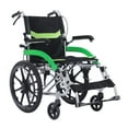 thumbnail image 1 of YEBEI Lightweight Transport Wheelchair Foldable, Double-Brake Design Wheelchair with Self-Propelled for Adults with 20-Inch Large Rear Wheel Support 230Lbs Green, 1 of 10