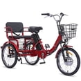 thumbnail image 1 of YEBEI Electric Tricycle for Adults Folding Electric Trike 3 Wheel Electric Trike with Two-Seater Large Basket Super Powerful Brushless 500W Motor 48V15AH Lithium Battery Max 20MPH E-Tricycle Red, 1 of 10