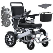 EazinGo Lightweight Electric Wheelchairs for Adults, Folding Portable Power Wheelchair Support 300lbs Silver