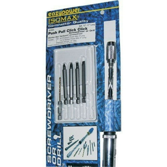 EazyPower 81964 Push Pull Click Click Screwdriver/Drill Kit with 1/4-Inch Hex Power Bits and Hex Drive Drill Bits