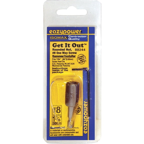 EazyPower 88244 #8 One Way Screw Remover/Installer 2" Long Power Bit x 1/4" Hex