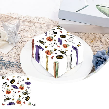 EazyTech 16-Pack Halloween Party Decorations Disposable Cute Pumpkin Printed Paper Plates/ Cups/ Napkins Dinnerware for Spooky Theme Party Supplies and Catering