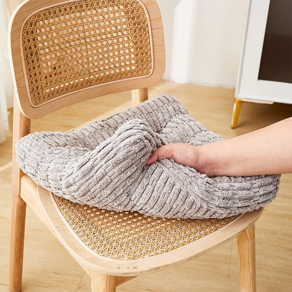 EazyTech 16x16 Inch Corduroy Strip Memory Foam Cushion for Office Chair Tatami & Floor Cushion - Soft Cotton Seat Pad for Fall & Winter (1Pcs) Gray