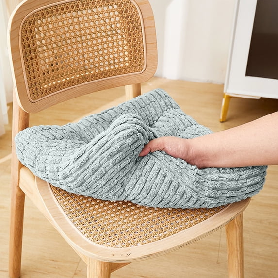 EazyTech 16x16 Inch Corduroy Strip Memory Foam Cushion for Office Chair Tatami & Floor Cushion - Soft Cotton Seat Pad for Fall & Winter (1Pcs) Green