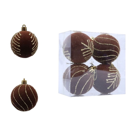 EazyTech 2.4" Velvet Christmas Balls Ornament Set of 4, Glitter Hanging Balls for Tree Decor, Holiday Party Wedding Home Decoration