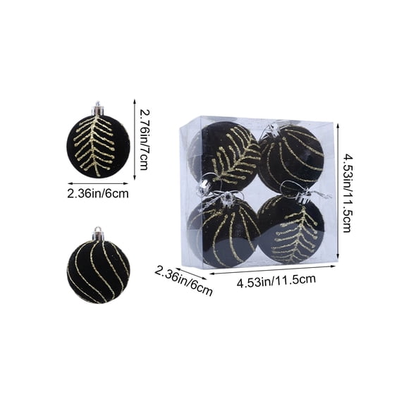 EazyTech 2.4" Velvet Christmas Balls Ornament Set of 4, Glitter Hanging Balls for Tree Decor, Holiday Party Wedding Home Decoration