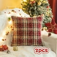 thumbnail image 1 of EazyTech 2-Pack Christmas Red Plaid Pillow Covers 18x18 Inch, Snowflake & Pom Pom Trim Tartan Pillow Cover Holiday Decor for Sofa Living Room​​, 1 of 8