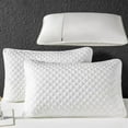 thumbnail image 1 of EazyTech 2 Pack Rhombus Quilted Velvet Pillowcases for Bed ,20"x30" Throw Pillow Shams Set of 2 Home Decor, Oil & Stain Proof Pillow Cases with Zipper Closure for Teens Bedroom White, 1 of 6