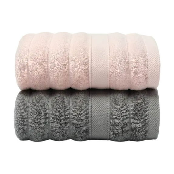 EazyTech 2-Pack Thickened Absorbent Cotton Hand Towels for Men & Women Super Soft Quick-Dry Wrinkle-Resistant Home Towels for Bathroom 14x30 Inches (Pink Gray)