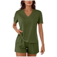thumbnail image 1 of EazyTech 2 Piece Athletic Tracksuits for Womens Short Sleeve Tops and Shorts Sets Summer Workout Gym Outfits Lounge Pajamas Set, 1 of 6