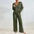 thumbnail image 1 of EazyTech 2 Piece Outfits for Women Long Sleeve Knit Sweater Top and Wide Leg Pants Ribbed Lounge Matching Set Fall Winter, 1 of 5