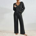 thumbnail image 1 of EazyTech 2 Piece Outfits for Women Long Sleeve Knit Sweater Top and Wide Leg Pants Ribbed Lounge Matching Set Fall Winter, 1 of 4