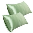 thumbnail image 1 of EazyTech 20x30 Inch Queen Satin Pillowcase Set of 2 - Envelope Closure, Ultra Soft Imitation Silk, Wrinkle-Free Pillow Case for Hair Protection Green, 1 of 2