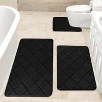 EazyTech 3-Piece Memory Foam Bath Mat Set, Ultra Soft Absorbent Non-Slip Bathroom Rugs, Machine Washable U Shape Toilet Mats for Bathroom Floor, 16x24 16x20 15x17 Inches